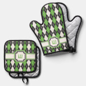 Retro Argyle Ovenwant & Pannenlap Set (Voorkant / Achterkant)