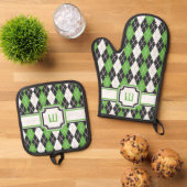 Retro Argyle Ovenwant & Pannenlap Set (Top down)