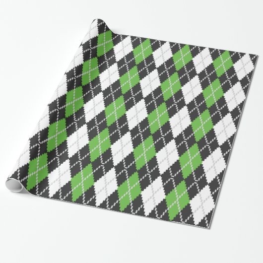Retro Argyle Wrapping Paper Cadeaupapier (Uitgerold)