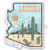 Retro  Arizona Desert Cactus Travel Sticker (Voorkant)