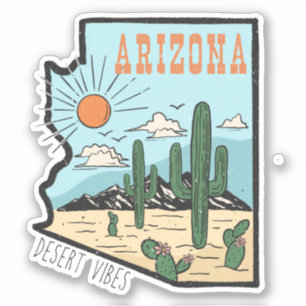Retro  Arizona Desert Cactus Travel Sticker