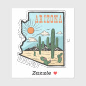 Retro Arizona Desert Cactus Travel Sticker (Vel)