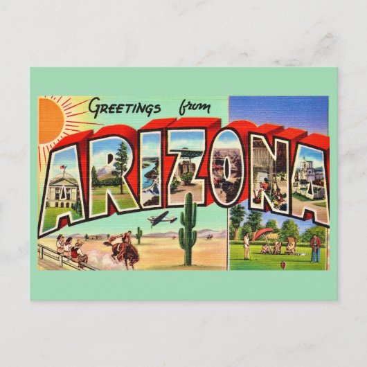 Retro Arizona Green Postcard Briefkaart (Voorkant)