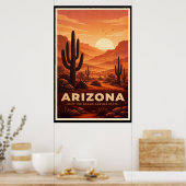 Retro Arizona Woestijn Reisposter Poster (Keuken)