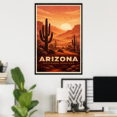 Retro Arizona Woestijn Reisposter Poster (Thuiskantoor)