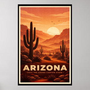 Retro Arizona Woestijn Reisposter Poster