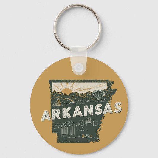Retro Arkansas staat  Sleutelhanger (Voorkant)