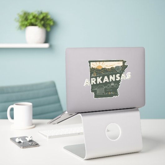 Retro Arkansas Sticker (Laptop op bureau)