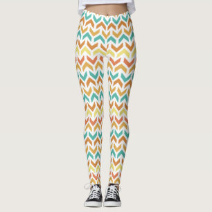 Retro Arrows Chevron Oranje Blauwgroen Gold Patter Leggings