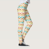 Retro Arrows Chevron Oranje Blauwgroen Gold Patter Leggings (Rechts)