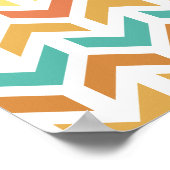Retro Arrows Chevron Oranje Blauwgroen Gold Patter Poster (Hoek)
