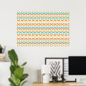 Retro Arrows Chevron Oranje Blauwgroen Gold Patter Poster (Thuiskantoor)