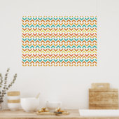 Retro Arrows Chevron Oranje Blauwgroen Gold Patter Poster (Keuken)