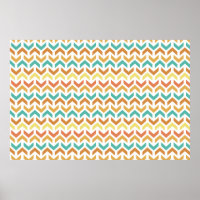 Retro Arrows Chevron Oranje Blauwgroen Gold Patter