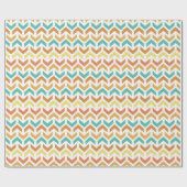 Retro Arrows Chevron Sinaasappel Blauwgroen Goud Cadeaupapier (Vlak)