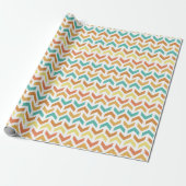 Retro Arrows Chevron Sinaasappel Blauwgroen Goud Cadeaupapier (Uitgerold)