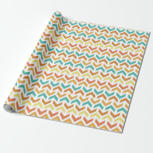 Retro Arrows Chevron Sinaasappel Blauwgroen Goud Cadeaupapier