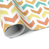 Retro Arrows Chevron Sinaasappel Blauwgroen Goud Cadeaupapier (Rol Hoek)