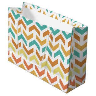 Retro Arrows Chevron Sinaasappel Blauwgroen Goud Groot Cadeauzakje