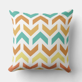 Retro Arrows Chevron Sinaasappel Blauwgroen Goud Kussen
