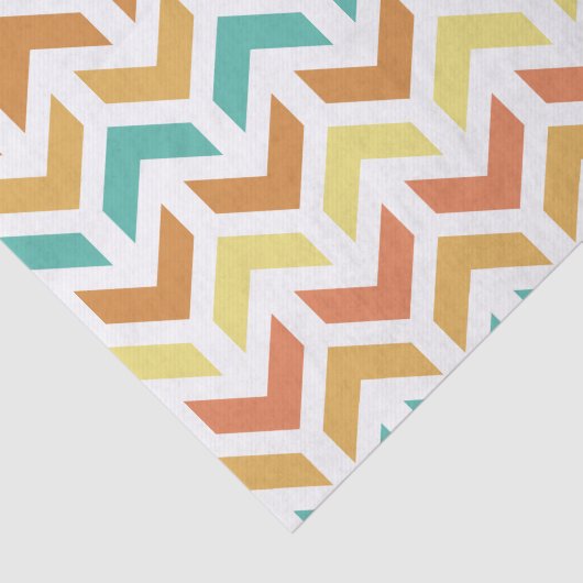 Retro Arrows Chevron Sinaasappel Blauwgroen Goud Tissuepapier (Detail)