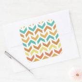 Retro Arrows Chevron Sinaasappel Blauwgroen Goud Vierkante Sticker (Envelop)