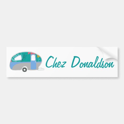 Retro Art Caravan Eigenaar's bumpersticker (Voorkant)