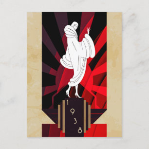 Retro art Deco 1938 Vrouw Briefkaart