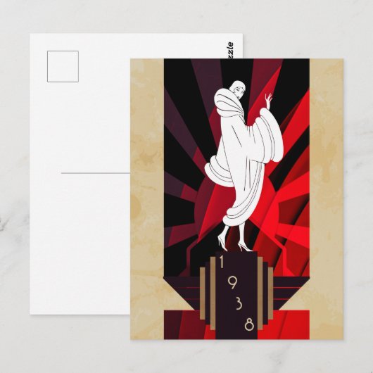 Retro  art Deco 1938 Vrouw Briefkaart (Voorkant / Achterkant)