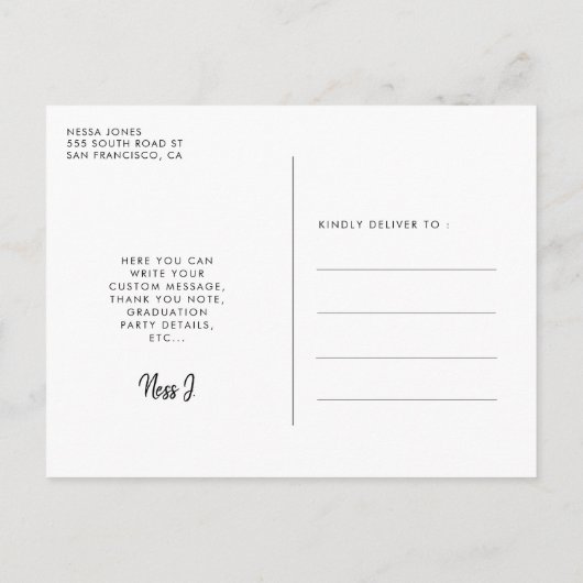 Retro art deco afstuderen Foto Briefkaart (Achterkant)