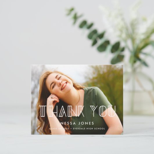 Retro art deco afstuderen Foto Briefkaart (Staand voorkant)