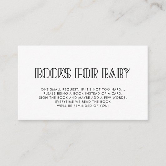 Retro art deco baby shower boek aanvraagkaart informatiekaartje (Voorkant)