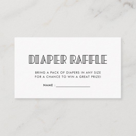 Retro art deco baby shower luier loterij inzet informatiekaartje (Voorkant)