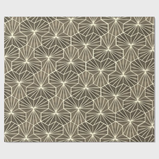 Retro Art Deco Beige Brown Geometric Pattern Cadeaupapier (Vlak)