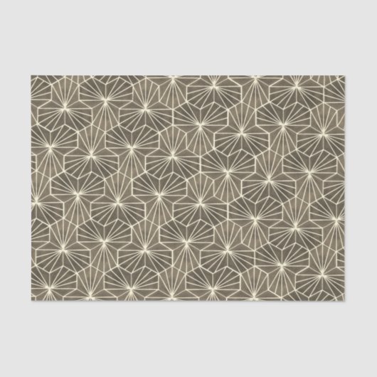 Retro Art Deco Beige Brown Geometric Pattern Tissuepapier (Voorkant)