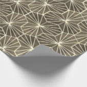 Retro Art Deco Beige Bruine Geometrisch Patroon Cadeaupapier (Hoek)