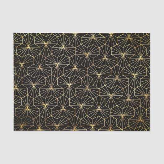 Retro Art Deco Black Gold Geometric Pattern Tissuepapier (Voorkant)