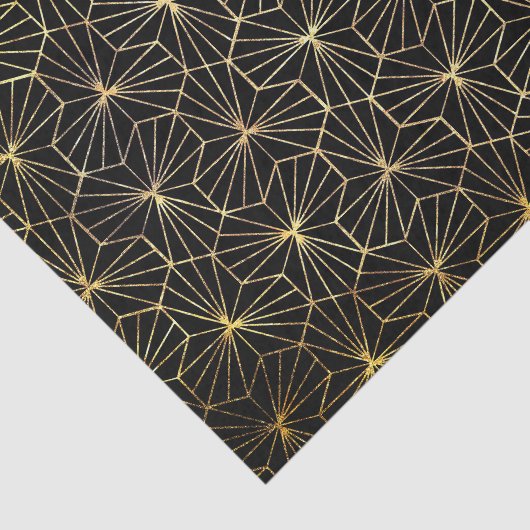 Retro Art Deco Black Gold Geometric Pattern Tissuepapier (Detail)