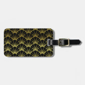 Retro Art Deco Black / Gold Shell Scale Patroon Bagagelabel (Voorkant horizontaal)