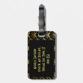 Retro Art Deco Black / Gold Shell Scale Patroon Bagagelabel (Achterkant verticaal)