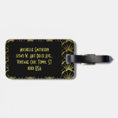 Retro Art Deco Black / Gold Shell Scale Patroon Bagagelabel (Achterkant horizontaal)