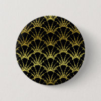 Retro Art Deco Black / Gold Shell Scale Patroon