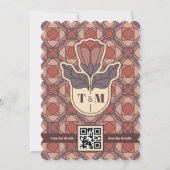 Retro Art Deco Bloemige Trouw Uitnodiging QR Code (Achterkant)