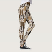 Retro Art Deco Bruin Geometrisch Patroon Yoga Leggings (Rechts)