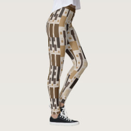 Retro Art Deco Bruin Geometrisch Patroon Yoga Leggings