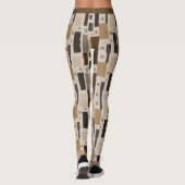 Retro Art Deco Bruin Geometrisch Patroon Yoga Leggings (Achterkant)