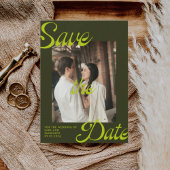 Retro Art Deco Chartreuse Foto Sla de datum op Save The Date