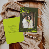 Retro Art Deco Chartreuse Foto Sla de datum op Save The Date
