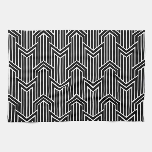 Retro Art Deco Chevron Pattern Theedoek (Horizontaal)