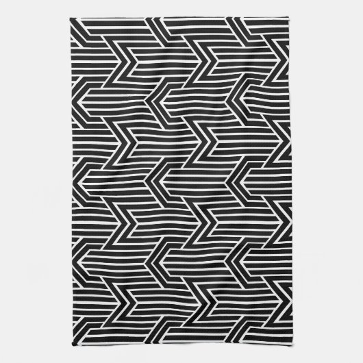 Retro Art Deco Chevron Pattern Theedoek (Verticaal)